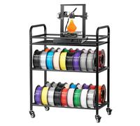 VEVOR 3D Printer Filament Storage Rack, 3 Tier Heavy Duty Storage Shelf, Rolling Filament Spool Holders Racks with Wheels, Filaments Organzied for 3D Printing Station, Office, Workshop (Shelf Only)