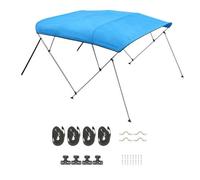 Vevor 4 Bow Boat Bimini Tops, 600D Polyester Canopy With Aluminum Alloy Frame, 96"lx(85"-90")Wx54"h, Pacific Blue