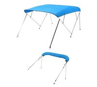 VEVOR 4 Bow Boat Bimini Tops, 600D Polyester Canopy with Aluminum Alloy Frame, Waterproof & Sun Shade Boat Awning Canopy with Storage Bag, 2 Support Poles, 4 Straps, 96"Lx(73"-78")Wx54"H, Pacific Blue