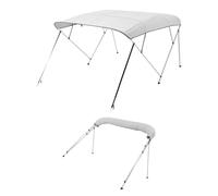 VEVOR 4 Bow Boat Bimini Tops, 600D Polyester Canopy with Aluminum Alloy Frame, Waterproof & Sun Shade Boat Awning Canopy with Storage Bag, 2 Support Poles, 4 Straps, 96"Lx(73"-78") Wx54"H, Light Grey
