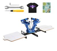 VEVOR 4 Color 2 Station Screen Printing Machine 21.2x17.7in / 54x45cm Screen Printing Press 360 Rotable Silk Double-Layer Positioning Pallet for T-S