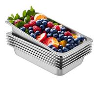 VEVOR 4" Deep Stainless Steel Steam Table Pan 13 L/13.7 Quart Anti-Jam 6 Pack