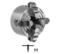 VEVOR 4-Jaw Lathe Chuck, 3 Inch (80 mm), Self-Centering Chuck, 0.1-3.15 in (5-80 mm) Clamping Range with T-Key Fixing Screws Reversible Jaws, HT300 Material, Internal External for Wood Metal Lathe