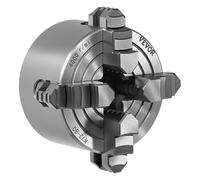 VEVOR 4-Jaw Lathe Chuck, 3 Inch (80 mm), Self-Centering Chuck, 0.1-3.15 in (5-80 mm) Clamping Range with T-Key Fixing Screws Reversible Jaws, HT300 Material, Internal External for Wood Metal Lathe