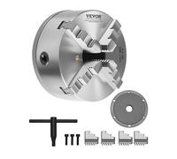 VEVOR 4-Jaw Lathe Chuck, 8 Inch (200 mm), Self-Centering Chuck with 1 1/2 in-8 Threaded Backing Plate, 0.16-7.87 in (4-200 mm) Clamping Range with T-w