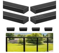 VEVOR 4 Pack 198 cm Stainless Steel Handrail, Rectangular Top Stair Deck Hand Rail for Outdoor/Indoor Steps with End Cap,Matte Black Coating Adjustable Metal Stair Rail for Cable Railing Kit