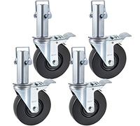 VEVOR 4 Pack 5Inch Scaffolding Rubber Swivel Caster Wheels with Dual Locking Heavy Duty Casters 1.26 Inch Square Stem 440LBS Capacity per Wheel