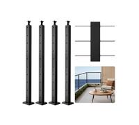 VEVOR 4-Pack Cable Railing Post, 36x1x2 In Horizontal-Hole Deck Railing Post with Pre-Drilled Holes, Stainless Steel Cable Rail Post with Horizontal and Curved Bracket, Black, 4JZLGZXHS914UUOI6001V0