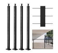 VEVOR 4-Pack Cable Railing Post, 42" x 1" x 2" Steel Horizontal Hole Deck Railing Post, 13 Pre-Drilled Holes, SUS304 Stainless Steel Cable Rail Post with Horizontal and Curved 4JZLGZHS1067WULW0V0