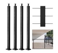 VEVOR 4-Pack Cable Railing Post, 42" x 2" x 2" Steel Horizontal Hole Deck Railing Post, 13 Pre-Drilled Holes, SUS304 Stainless Steel Cable Rail Post with Horizontal and Curved 4JZLGZ106755EAEN9V0