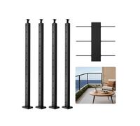 VEVOR 4-Pack Cable Railing Post, 42x1x2 In Horizontal-Hole Deck Railing Post with Pre-Drilled Holes, Stainless Steel Cable Rail Post with Horizontal a