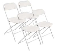 VEVOR 4 Pack Folding Chairs, Foldable Plastic Chairs with Heavy Duty Metal Frame, Portable Folding Card Table Chairs, Stackable Indoor Outdoor Seats for Home, Yard, Garden, Parties, Events, White