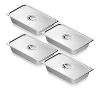 VEVOR 4 Pack Full Size Hotel Pans Steam Table Pan Stainless Steel 4" Deep Lid