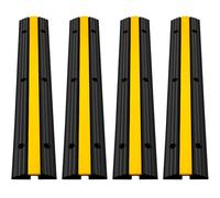 VEVOR 4 Pack of 1-Channel Rubber Cable Protector Ramps Heavy Duty 8164.7 kg Load Capacity Cable Wire Cord Cover Ramp Speed Bump Driveway Hose Cable Ra