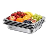 VEVOR 4 Pack Stainless Steam Hotel Pan, 1/2 Size Table Steam Pan, 2.5 Inch Deep Anti Jam Restaurant Supplies Reusable Rustproof Catering Storage for Home, Party, Restaurant, Hotel, Buffet