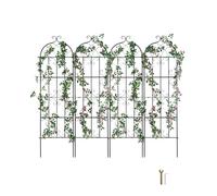 VEVOR 4 Packs Rustproof Metal Garden Flower Trellis, Outdoor Climbing Rose & Cucumber Support, Decorative Clematis Trellis for Courtyards & Lawns, Black, Rectangular, 71*20inch, Modern