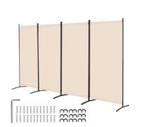 VEVOR Room Divider, 4 Panels Room Divider, Folding Privacy Screen and Portable Partition Divider for Room Separation, Freestanding Room Partitions for Office, Bedroom, Study, Beige