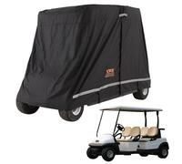 VEVOR 4 Passenger Golf Cart Cover, 600D Polyester Full Cover, Universal Fits for Most Brand Club Car Covers, Waterproof, Sunproof, and Dustproof Outdoor Golf Cart Cover with Three Zipper Doors, Black