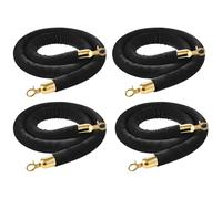 VEVOR 4 Pcs Black Velvet Stanchion Ropes, 1.5 m, Gold Hooks, Crowd Control | Post Queue Barrier Ropes for Carpet Events, Movie Theaters, Grand Openings, Hotels and Parties, Black Velvet with Gold Hooks