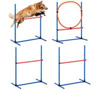 VEVOR 4 PCS Dog Agility Training Equipment with Adjustable Height Jump Bars & Reinforced Larger Jump Ring Dog Agility Course Backyard Set with Carry