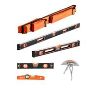 VEVOR 4-Piece Torpedo Level, 48/24/16/10 Inch All Magnetic Levels Set, Fluorescent Light Up Bubble Vials Ruler for 45/90/180 Degree, Aluminum Alloy Magnetic Box Leveler Tool, SAE and Metric Scale
