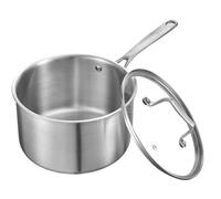 VEVOR 4 QT Saucepan, Stainless Steel Saucepan with Glass Lid, Multipurpose Nonstick Stainless Steel Small Cooking Sauce Pot with Ergonomic Handle, Fri