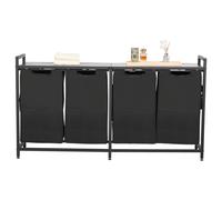 VEVOR 4 Section Laundry Sorter, Large Laundry Hamper with Metal Frame and Wooden Tabletop, Freestanding Storage Organizer Baskets with Pull-Out 600D