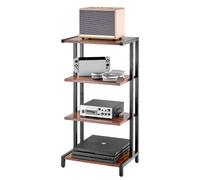 VEVOR 4-Tier AV Media Stand, Corner TV Stand, Height Adjustable Wooden Shelves for DVD Players/Cable Boxes/Games Consoles, Brown