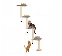 VEVOR 4 Tiers Cat Tree, Cat Wall Furniture Set with 4 Jumping Boards, Wall-Mounted Cat Floating Shelf up to 40 lbs, 12 mm Pine Wood Cat Perch for Sleeping, Playing, and Climbing