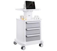VEVOR 4 Tiers Utility 3 Drawers & 1 Top Tray, Mobile Medical ABS Material, Rolling Cart with 4 Silent Wheels for Lab, Clinic, Hospital, Salon, Grey+White, 18.3 x 18.3 x 30.7 in