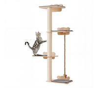 VEVOR 4 Tiers Tall Cat Tree, Cat Wall Furniture Set with 4 Jumping Boards, Wall-Mounted Cats Floating Shelf up to 40 lbs, 12 mm Pine Wood Pet Perch for Sleeping, Playing, and Climbing