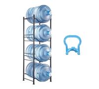 VEVOR 4 Tiers Water Jug Holder, 5 Gallon Water Bottle Holder, Single Row Water Bottle Rack for 4 Bottles, Heavy Duty Water Jug Rack for Kitchen, Office, Living Room, Black