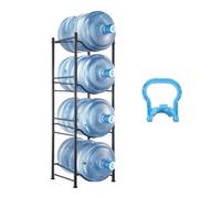 VEVOR 4 Tiers Water Jug Holder, 5 Gallon Water Bottle Holder, Single Row Water Bottle Rack for 4 Bottles, Heavy Duty Water Jug Rack for Kitchen, Office, Living Room, Black
