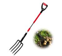 VEVOR 4 Tines Garden Fork Fiberglass Handle 45 in Spading Pitchfork Heavy Duty