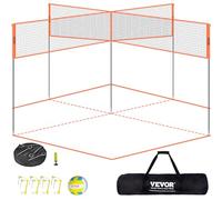 VEVOR 4-Way Volleyball Net, Adjustable Height Badminton Net Set for Backyard Beach Lawn, Outdoor Portable Volleyball Net with Carrying Bag, 4 Square Quick Assemble Game Set For Kids And Adults
