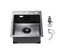 VEVOR 40cm Kitchen Sink Topmount Single Bowl Drop-In Basin Stainless Steel Black