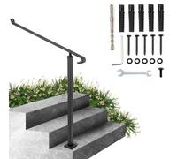 VEVOR 40mm Pipe Wrought Iron Handrail 2 Steps Handrails for Outdoor Steps Handrails Garden Railing Exterior Handrail Stair Railings for Steps with One