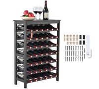 VEVOR 42 Bottle Modular Wine Rack, 7-Tier Solid Bamboo Wood Storage Racks with Table Top, Floor Freestanding Wines Holder Display Shelf, Wobble-Free Shelves for Kitchen, Bar, and Cellar (Black)