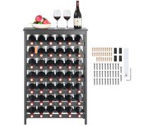 VEVOR 42 Bottle Modular Wine Rack, 7-Tier Solid Bamboo Wood Storage Racks with Table Top, Floor Freestanding Wines Holder Display Shelf, Wobble-Free Shelves for Kitchen, Bar, and Cellar (Black)