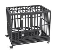 VEVOR 42 Inch Heavy Duty Dog Crate, Indestructible Dog Crate, 3-Door Heavy Duty Dog Kennel for Medium to Large Dogs with Lockable Wheels and Removable Tray, High Anxiety Dog Crate for Indoor & Outdoor
