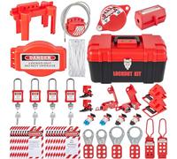 VEVOR 42 PCS Lockout Tagout Kits, Electrical Safety Loto Kit Includes Padlocks, 5 Kinds of Lockouts, Hasps, Tags & Ties, Box, Lockout Safety Tools for Electrical Risk Removal in Industrial, Machinery