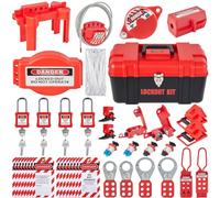 VEVOR 42 PCS Lockout Tagout Kits, Electrical Safety Loto Kit Includes Padlocks, 5 Kinds of Lockouts, Hasps, Tags & Ties, Box, Lockout Safety Tools for