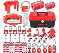 VEVOR 43 PCS Lockout Tagout Kits, Electrical Safety Loto Kit Includes Padlocks, 5 Kinds of Lockouts, Hasps, Tags & Ties, Box, Lockout Safety Tools for