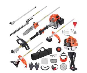 VEVOR 43CC 6-in-1 Multi-Functional Trimming Tools, Gas Hedge Trimmer, Weed Eater, String Trimmer, Brush Cutter, Edger, Pole Saw Chainsaw Pruner with Extension Pole