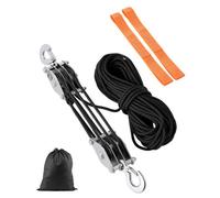 Vevor 4400Lbs Breaking Strength 100Ft Rope Pulley Hoist, 5:1 Lifting Power Heavy Duty Pulley System With 2Pcs Soft Loops
