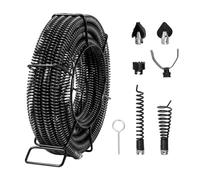 VEVOR 45ft7/8 Cleaning 45 FT x 7/8 Inch Professional Sectional Cleaner 6 Cutters for 0.8" to 5.9" Pipes, Hollow Core Sewer Auger Cable for Sink, Floor Drain, Toilet, Metallochrome