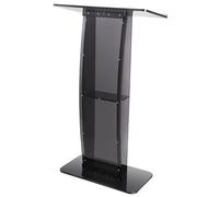 Vevor 47" Acrylic Podium Stand, Clear Pulpit Lectern With Storage Shelf, Floor-Standing For Church, Black