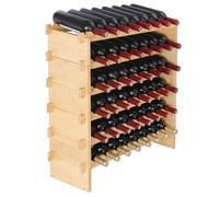 VEVOR 48 Bottle Stackable Modular Wine Rack Bamboo Wood Display Shelf 6-Tier