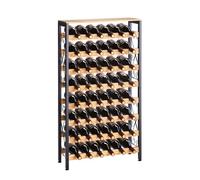 VEVOR 48 Bottle Wine Rack,8-Tier Iron Wine Bottle Holder With Wood Table Top,Freestanding Floor Display Wine Storage Shelves,For Kitchen Pantry, Cella