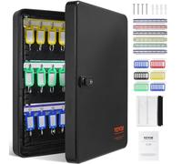 VEVOR 48-Key Cabinet, Key Safe with Combination & Key Lock, Digital Security Storage Box Steel Key Organizer with Adjustable Racks, 48 pcs Colorful Key Tags and A Record Card for School, Office, Hotel